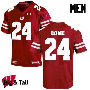 Men's Wisconsin Badgers NCAA #24 Madison Cone Red Authentic Under Armour Big & Tall Stitched College Football Jersey UF31O80YB